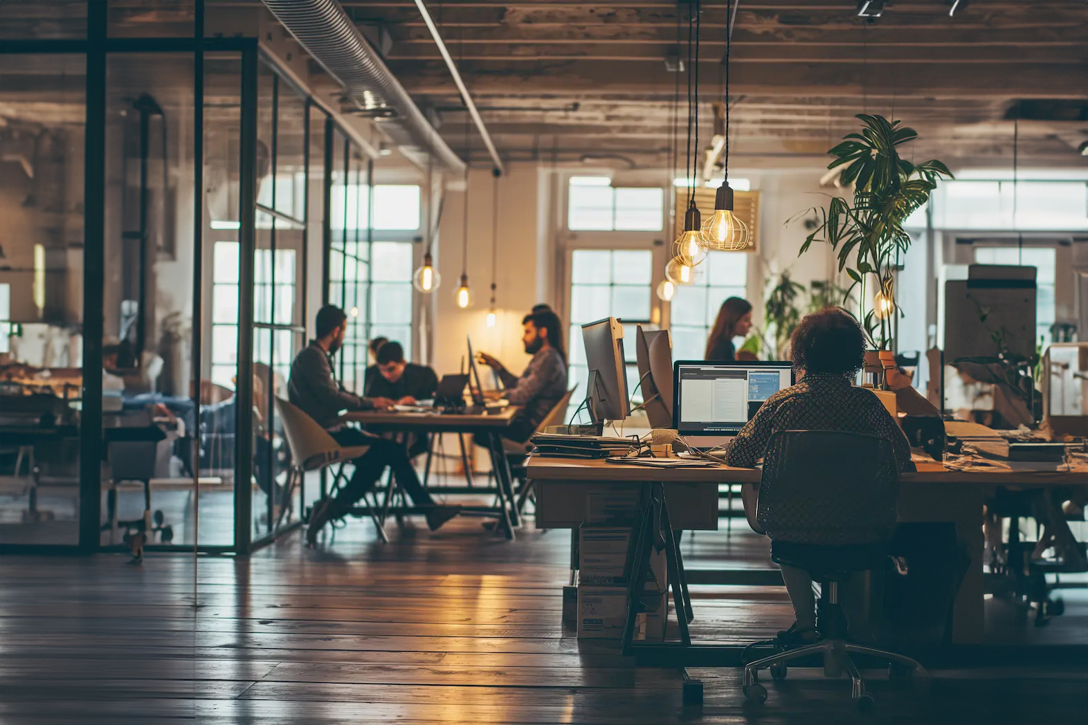 People working in a well planned office